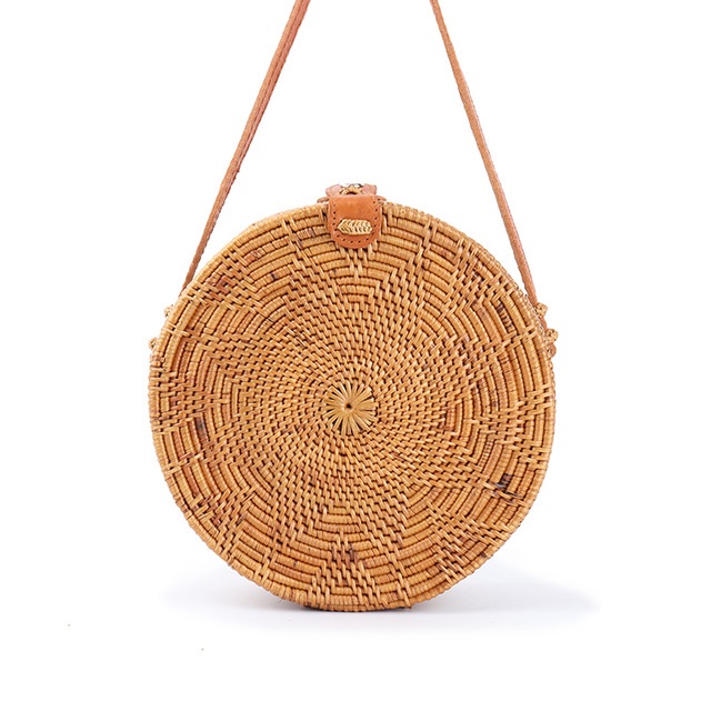 Natural simple rattan bag for ladies with long handle - Homeware Crafts